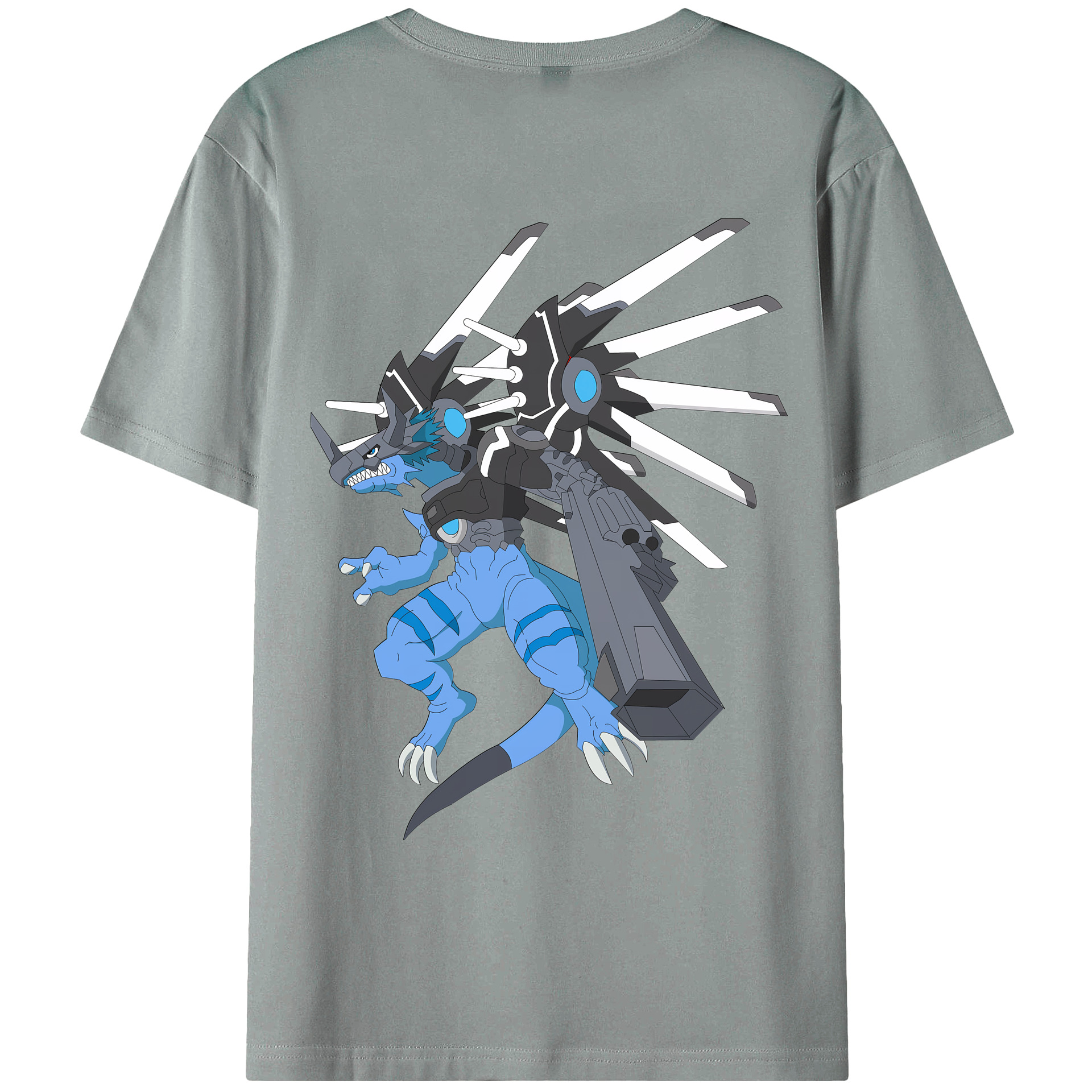 （画像用） Digimon デジタルモンスター/デジモン 綿100％ メンズ半袖Tシャツ（バックプリント） 通気性